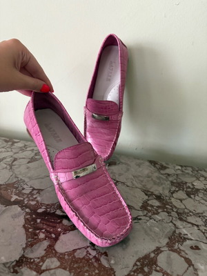 Ralph Lauren Ροζ Γυναικεία Μοκασίνια Με Σχέδιο Κροκό Σε Πολύ Καλή Κατάσταση Μέγεθος 39