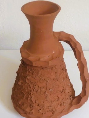 Cypriot Kouza clay jug used, 60+ years old, handmade