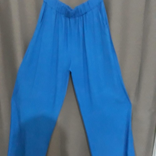Γυναικεία παντελόνα μπλε καλοκαιρινή Plus Size XXL/XXXL καινούργια με λάστιχο στη μέση