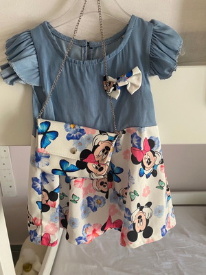 Φόρεμα denim Minnie καινούργιο για 3 ετών με τσάντα