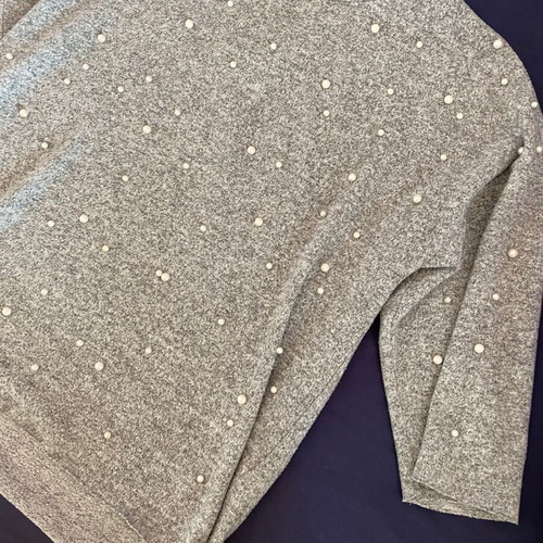Zara blouse with pearls used, gray, size M