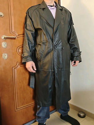 Genuine leather coat new, black, size L