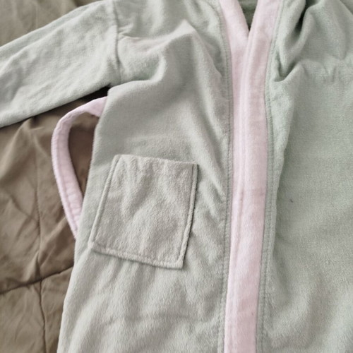 Children's bathrobe greenish 10-12 years like new, unisex, cotton
