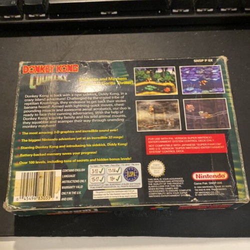 Donkey Kong Country 1 original UK box for Super Nintendo used
