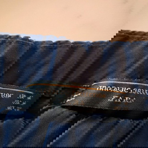 Φόρεμα Zara μπλε σκούρο medium με balloon μανίκια σαν καινούργιο