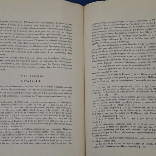 Scientific Monograph on Ancient Thessaly Law by A. Babacos, used, French