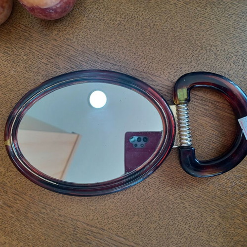 Hand mirror used, dimensions 17.5x13 cm, does not stand