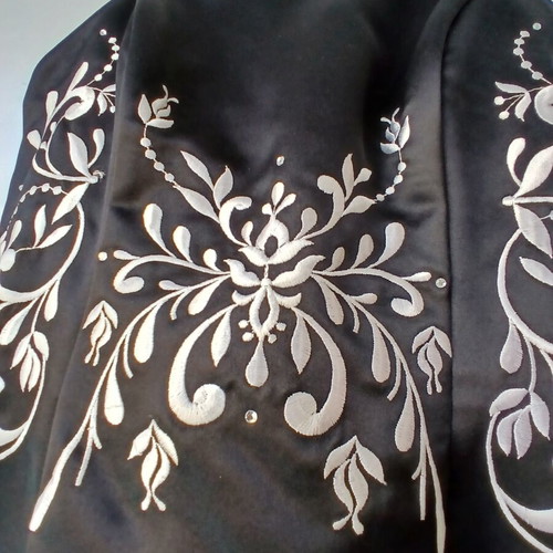 Evening dress strapless fishtail satin black size 36 like new