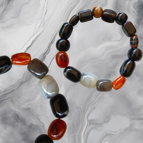 Handmade bracelet with mixed semi precious stones, new