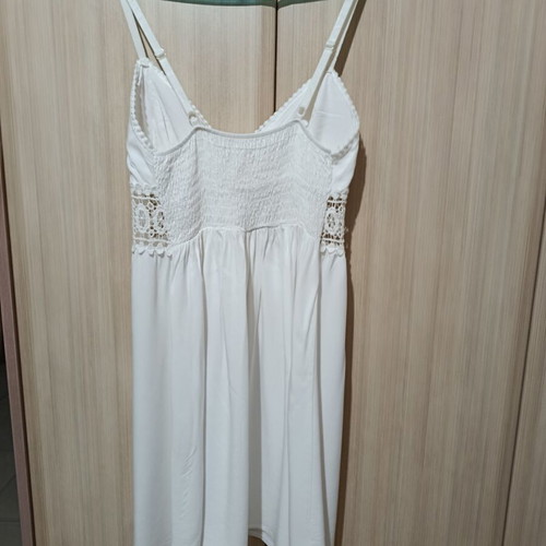 Dress with lace, viscose, size S, like new, white