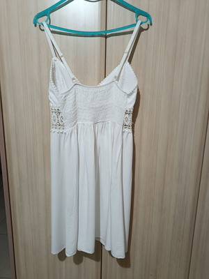 Dress with lace, viscose, size S, like new, white
