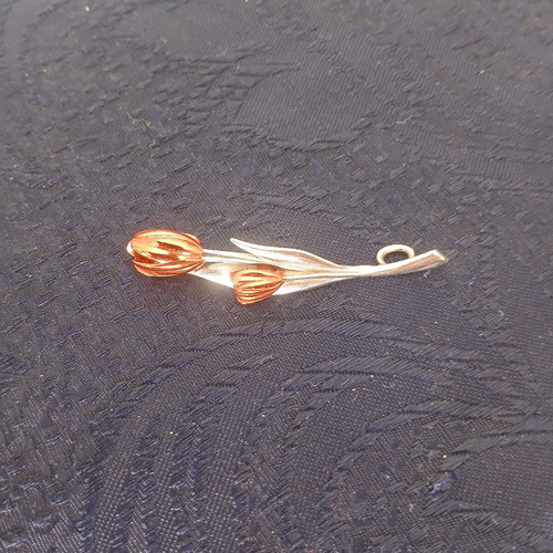 Queen of Tulips pendant new, 925 silver with ceramic paint
