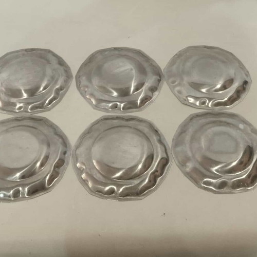 Set of 6 used inox serving plates 11cm vintage