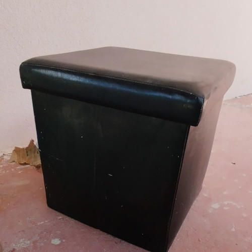 Stool with storage space like new, leatherette