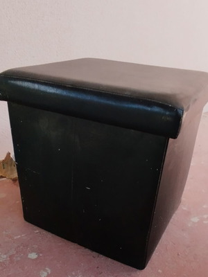 Stool with storage space like new, leatherette