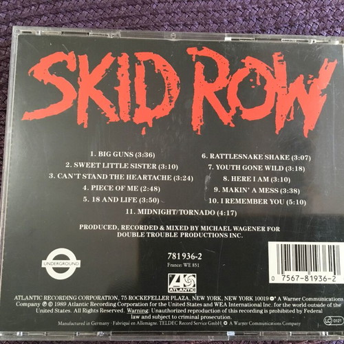 Skid Row CD used, metal genre, original 1989 Germany