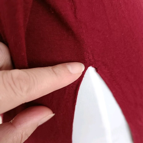 Bershka women's burgundy long-sleeve blouse with neck cord used