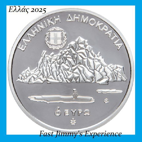 2025 Greece Official Silver Colored Proof Coin 6 Euro International Year of Glacier Protection