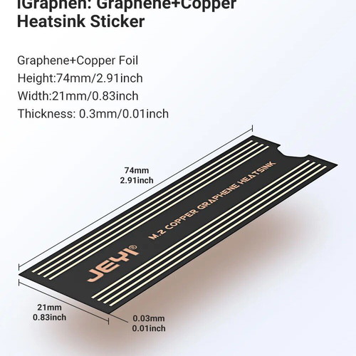 JEYI Graphene Heatsink for M.2 SSD 2280, 2-Pack, new