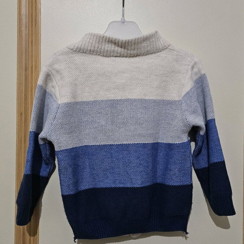 Boys' cardigan new, white and blue, for ages 2-3