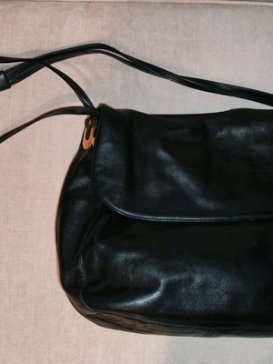 Bally leather shoulder bag used, black, vintage
