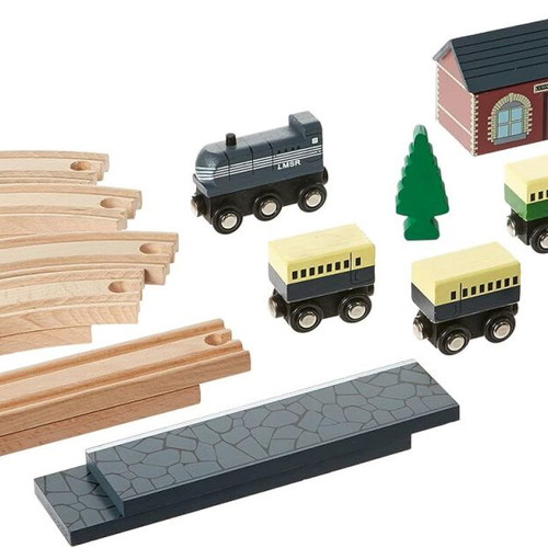 Traditional wooden train set