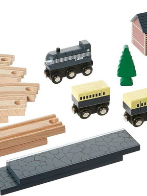 Traditional wooden train set