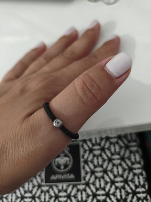 Elastic ring with silver element and rhinestones minimal, like new
