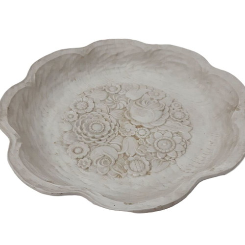 Vintage ceramic bowl with floral relief motif, like new, 25 cm