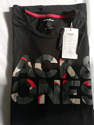 Jack & Jones men's t-shirt new with factory hole, black and colored