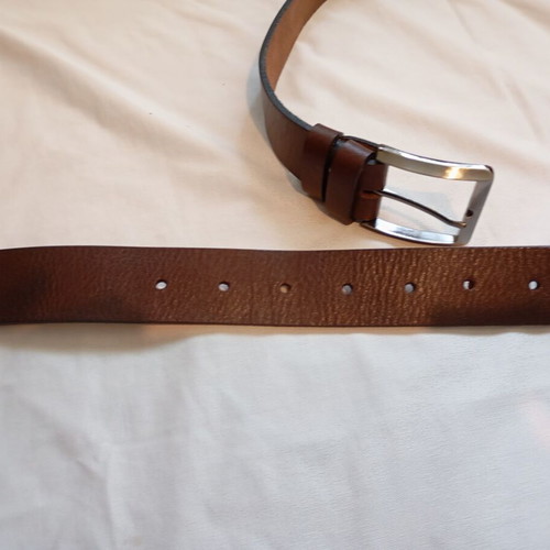 Men's leather belt 130cm used, brown, genuine leather