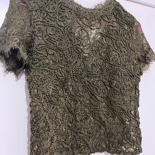 Zara lace top khaki like new with back zipper size S