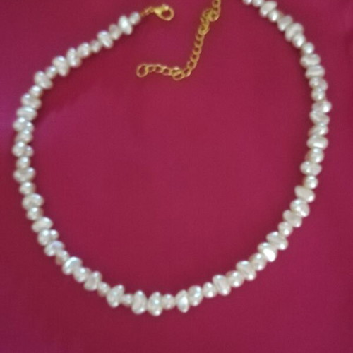 Necklace with imitation pearls handmade, length 40 cm
