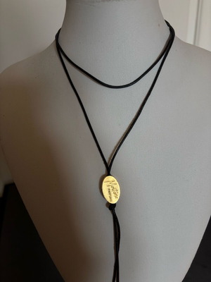 Montana leather necklace used, black and gold