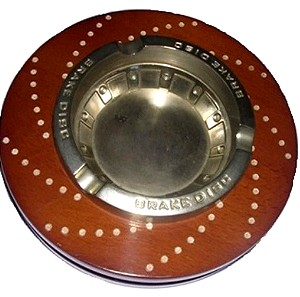 Σταχτοδοχείο ξύλινο δισκόφρενο στρογγυλό μεταλλική γούρνα Brake Disc