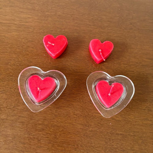Heart-Shaped Decorative Candles with Glass Holders, New