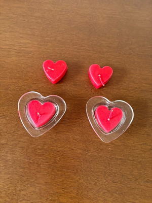 Heart-Shaped Decorative Candles with Glass Holders, New