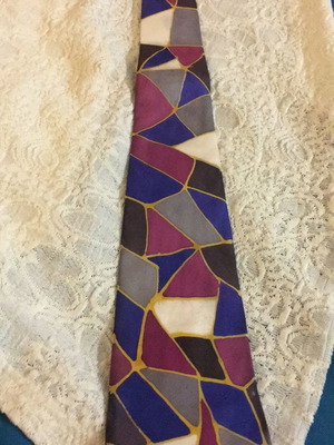 Γραβάτα μεταξωτή καινούργια, ζωγραφισμένη στο χέρι, vintage
