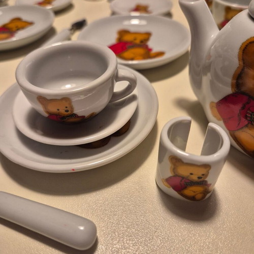 Porcelain miniature toy tea set used