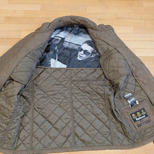 Barbour International Steve McQueen Quilted Moto Jacket XL like new, olive green