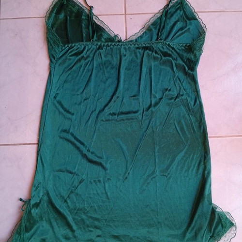 Staten women's nightdress, green, lace trim, size L