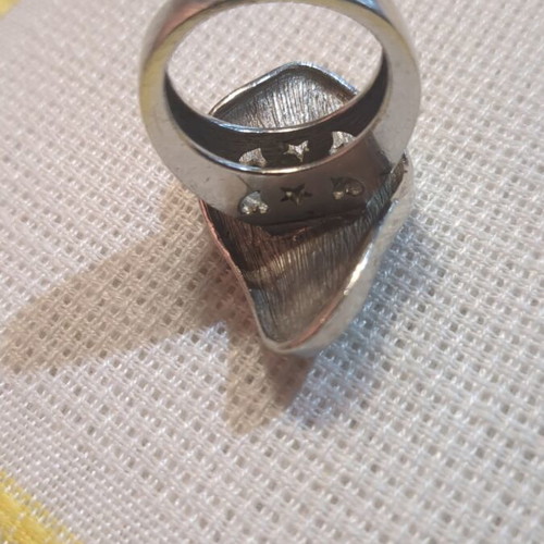 Handmade silver ring with enamel, like new, floral design