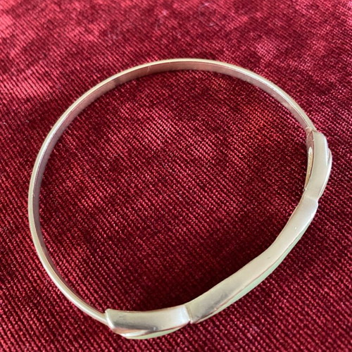 Bracelet-handcuff metal bronze with green enamel, like new