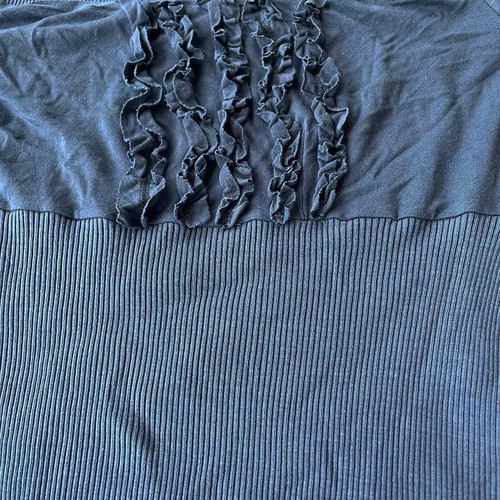 Moretta Raf Rib Blouse with Ruffles XL Blue new