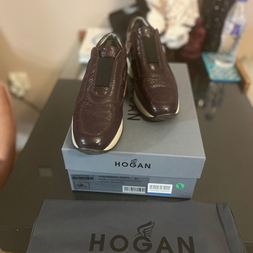 Hogan lace-up shoes used, eggplant color size 36.5