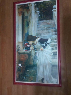 Afisorama 99×56 Print Frame like new with matte glass and wooden burgundy frame
