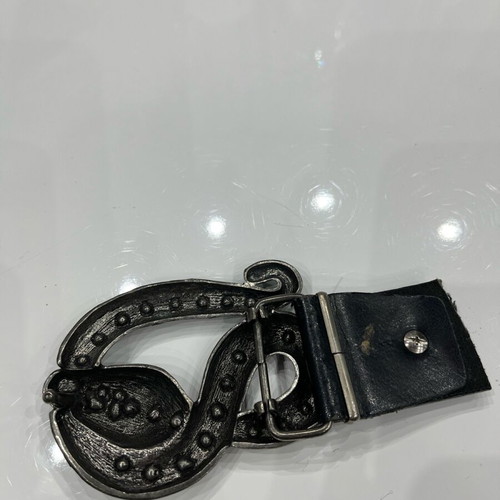 Belt buckle used, large, gray
