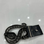 Belt buckle used, large, gray