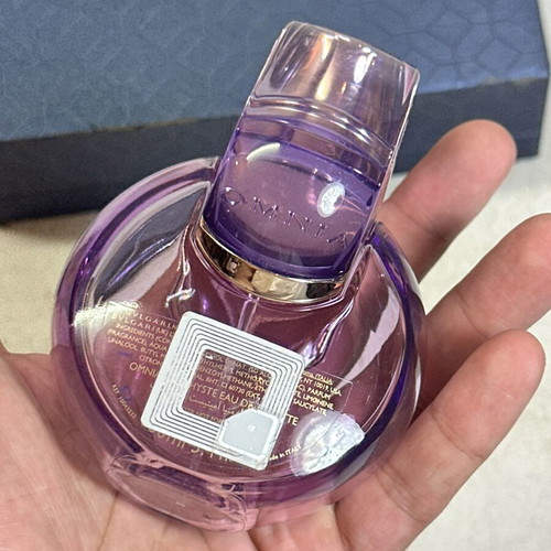 Bvlgari Omnia Amethyste Eau de Toilette bottle used, empty for collection or decoration