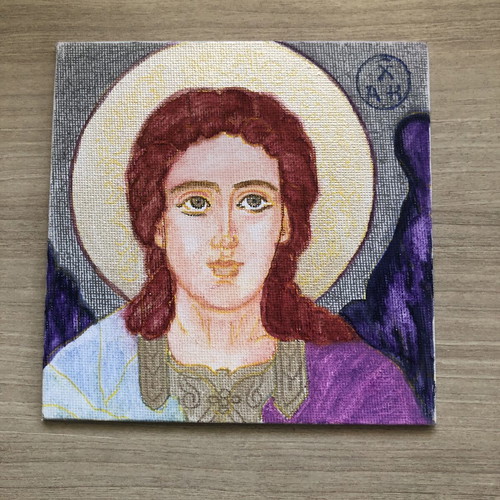 Guardian Angel Handmade Watercolor Painting on Compressed Canvas